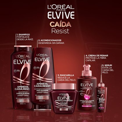 Rutina completa Elvive Anticaída Aminexil para tratamiento de la caída del cabello