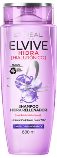 Packshot Shampoo Elvive morado con ácido hialurónico