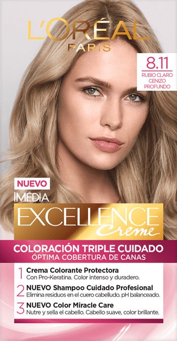 IMÉDIA EXCELLENCE CREME Tinte Rubio Claro Cenizo Profundo 8.11