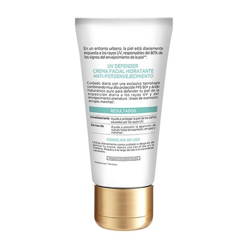 crema hidratante anti brillo uv defender detras