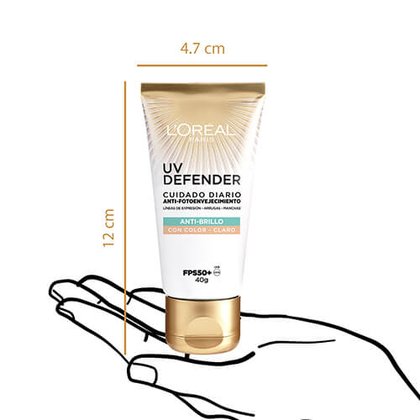 UV Defender Cuidado Facial Anti Fotoenvejecimiento Anti Brillo Tono Claro Medidas V3