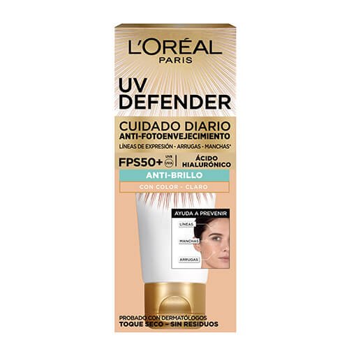 UV Defender Cuidado Facial Anti Fotoenvejecimiento Anti Brillo Tono Claro Pack V3