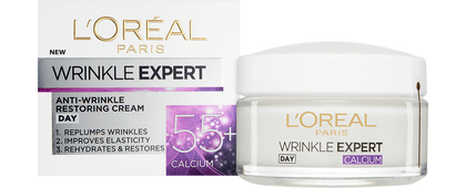 Foto del frente del envase de la crema rejuvenecedora 55 diurna Wrinkle Expert